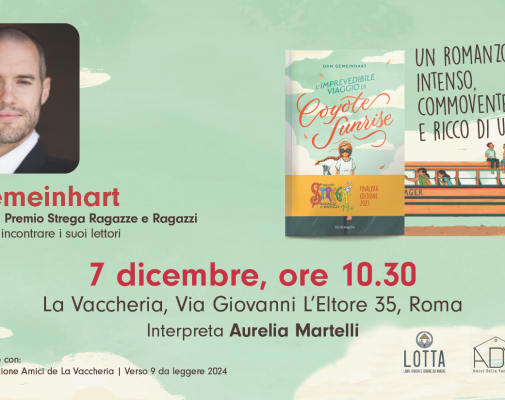 dan gemeinhart l'imprevedibile viaggio di coyote sunrise narrativa giralangolo incontro roma la vaccheria libreria lotta