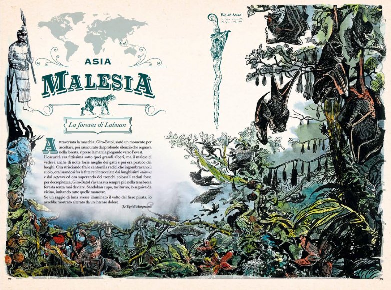 atlante delle avventure e dei viaggi per terra e per mare con brani scelti dalle opere del cap cav emilio salgari anselmo roveda marco paci novita giralangolo malesia